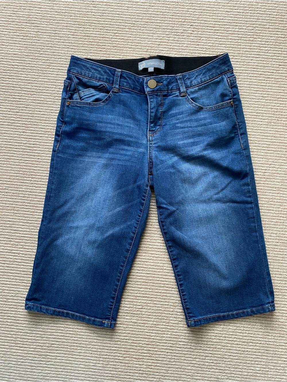 Wit & Wisdom Knee Length Jean Shorts Stretch Waistband Denim Jorts Size 6